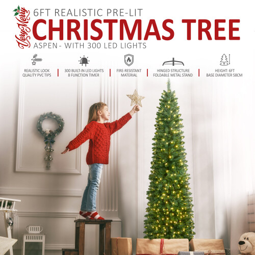(6ft) VeryMerry 'Aspen' Pre-Lit Christmas Tree 1