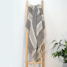 (Grey, 150 x 200cm) Savannah Herringbone Throw Blanket - 100% Recycled