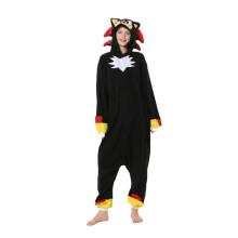 (M) Cartoon animal one-piece pajamas Halloween Christmas shaker fleece couple pajamas Socko Nick Stitchers(Black Sonic)