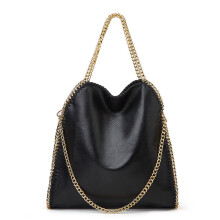 (Leather Black) Fashion Tote Chain Bag Women's Bags Shoulder Slanting Bag