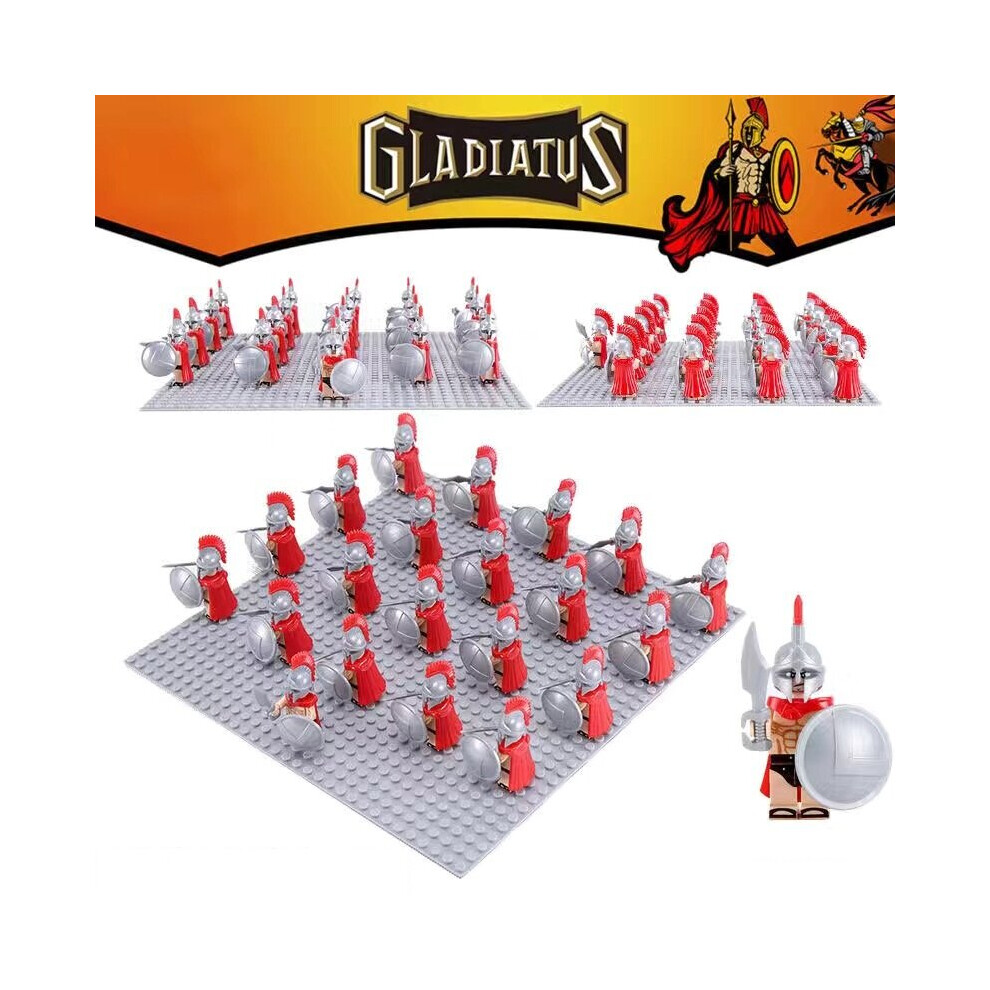 Sunvivid ( Spartan) 21Pcs Roman Knight Warrior Minifigures Toys Action Figures Building Toys Medieval Soldier Construction Assembly Blocks Best Gift Gray/Golden