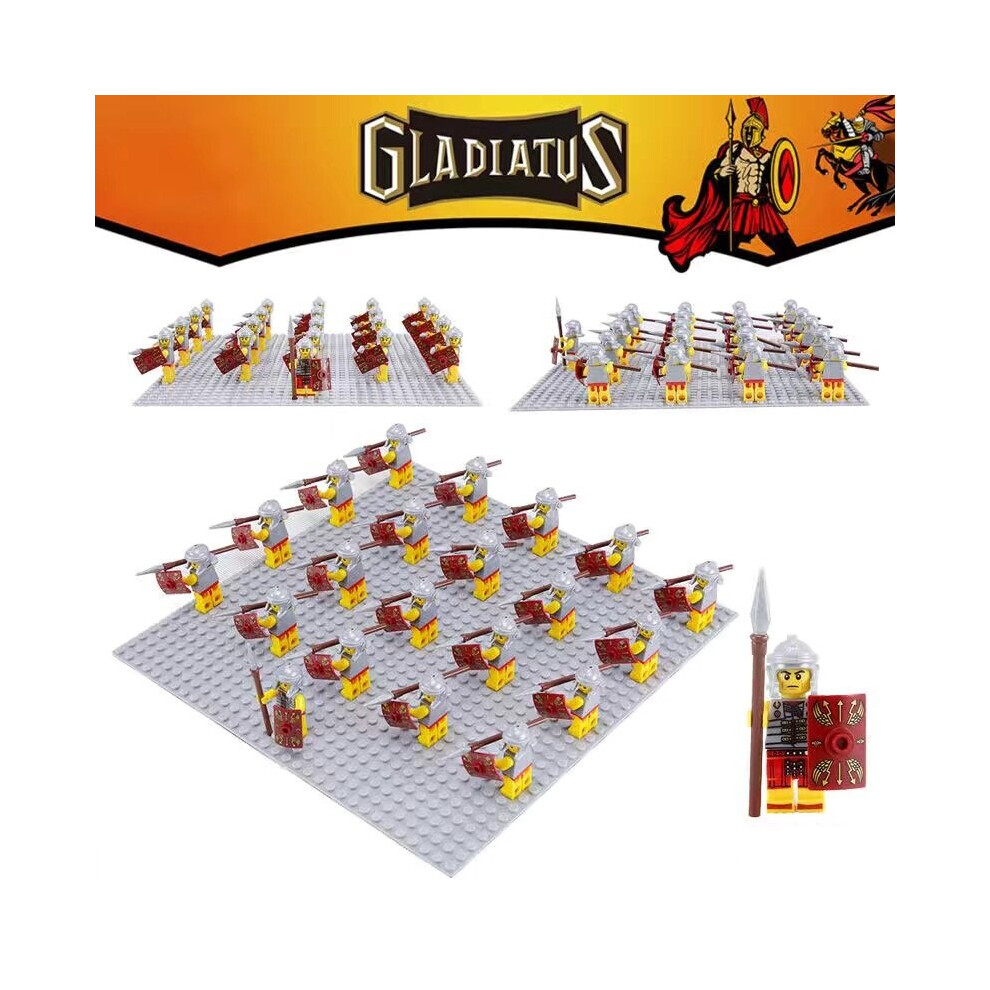 Sunvivid (Roman Warrior) 21Pcs Roman Golden Knight Warrior Minifigures Toys Action Figures Building Toys Medieval Soldier Construction Assembly Blocks Best Gif
