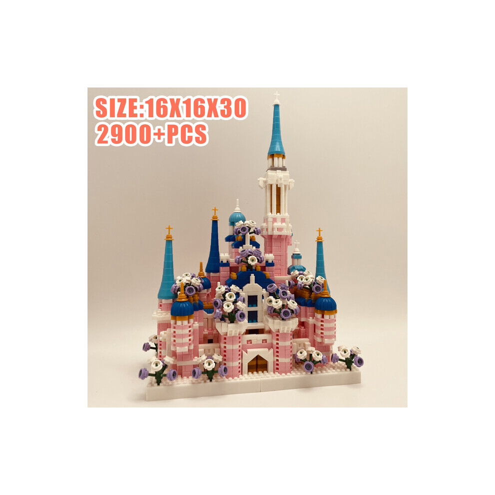 (2900 PCS Pink Castle) New 6300 Pieces Of Large Pink Fantasy Princess Castle Church Building