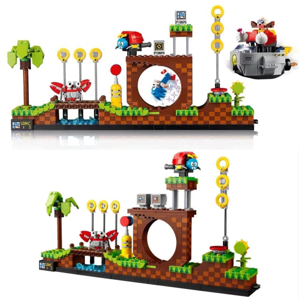 (No original Box) Ideas 21331 1125pcs Sonic The Hedgehogs Pop Game Green Hill Zone Model