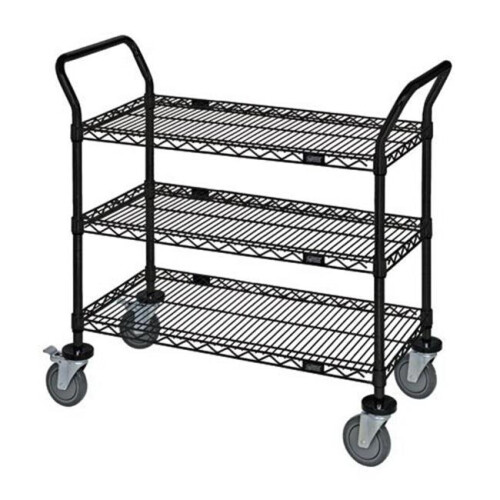 3 Shelves Wire Utility Carts - Black - 18 x 36 in.