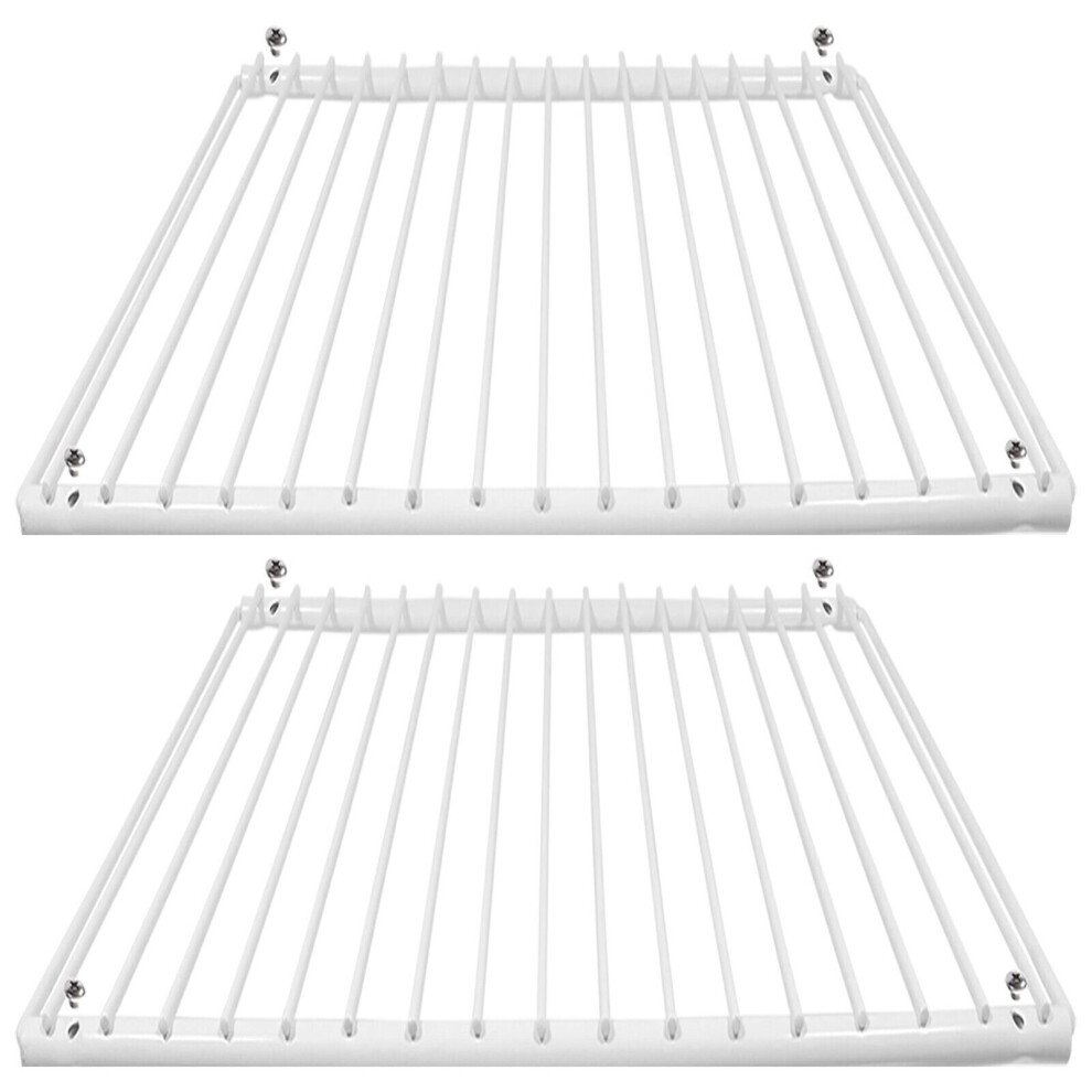 Spares2go Large Fridge Shelf For Daewoo Adjustable Plastic Coated Shelves (Pack Of 2, 425Mm - 670Mm X 320Mm) White