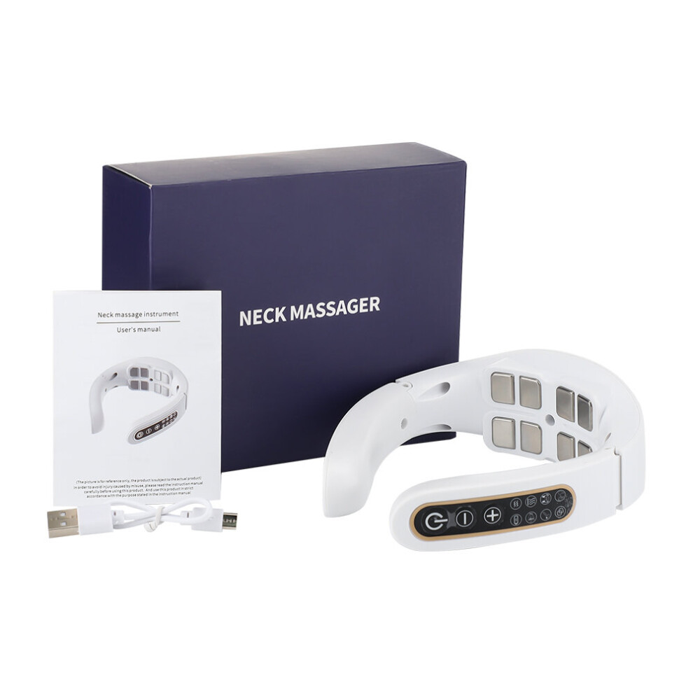 Dechoicelife Smart Neck Massager Electric Vibration Pulse Cervical Massager Rechargeable Heating Neck Back Massage Pain Relief Relax Protect