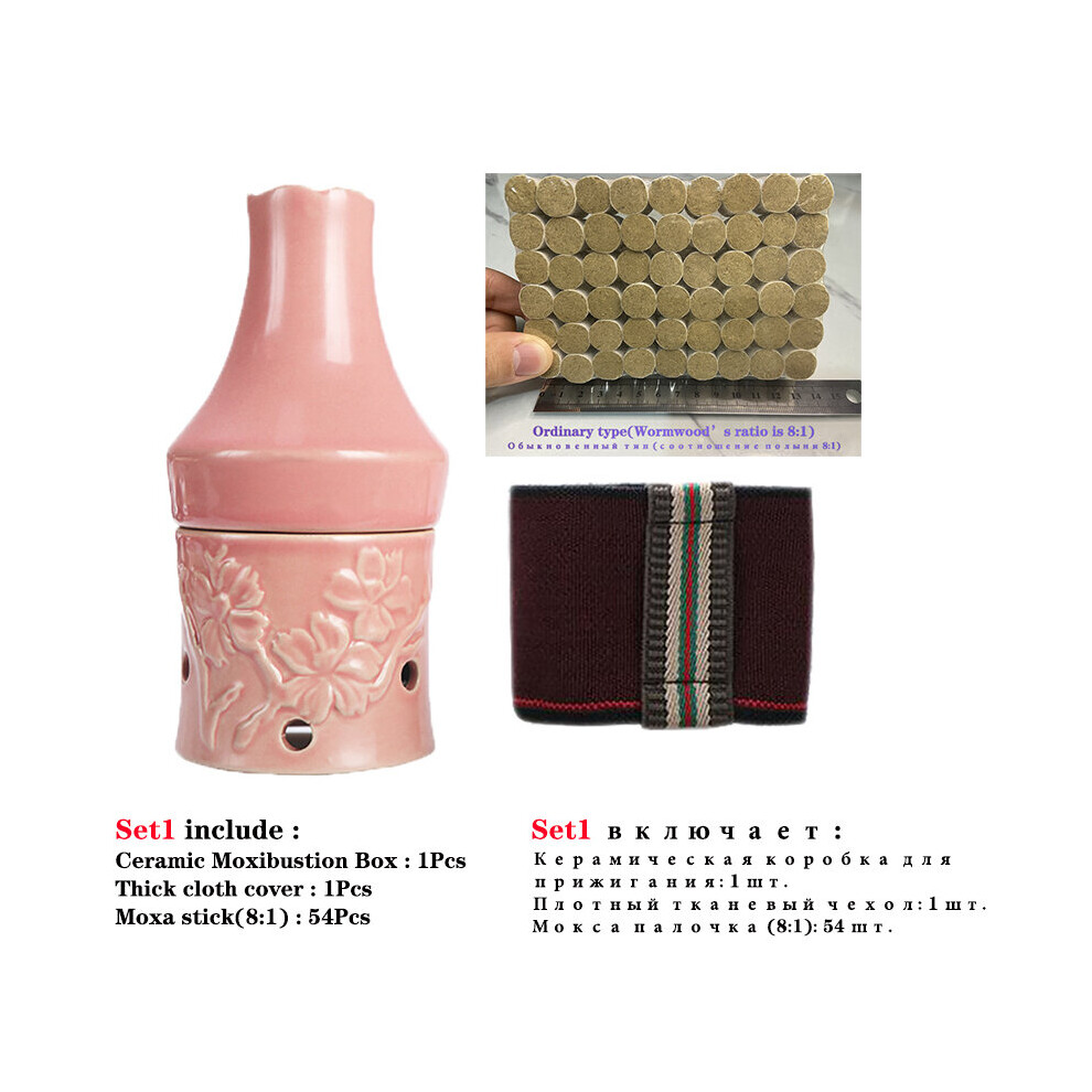 Dechoicelife (A-Set 1) Ceramic Moxibustion Jar Facial Beauty Massage Moxa Therapy Porcelain Warm Scraping Cup Hand Hold Meridian Acupoint Massager