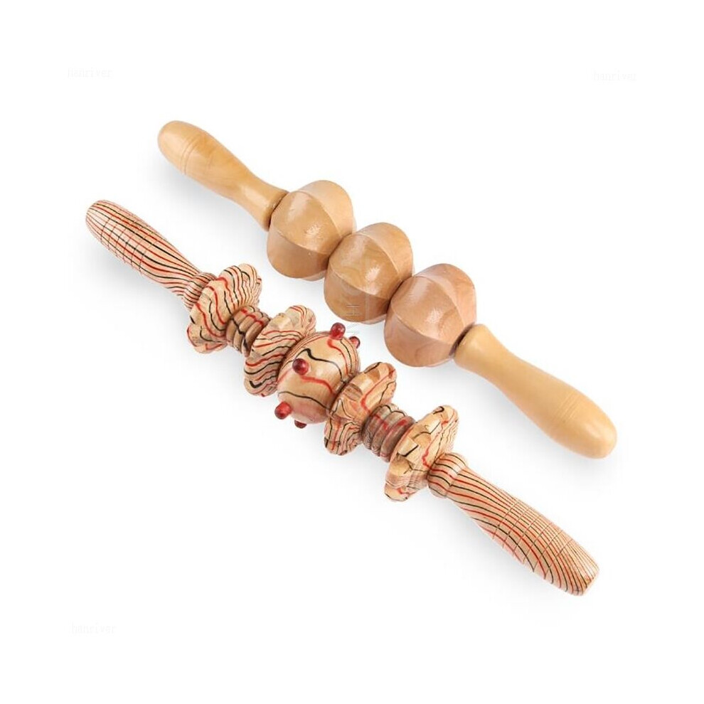 Dechoicelife (A-K) Meridian Yoga Stick Body Massager Stomach Back Waist Neck Leg Massage Stick Wooden Roller Massage Hammer