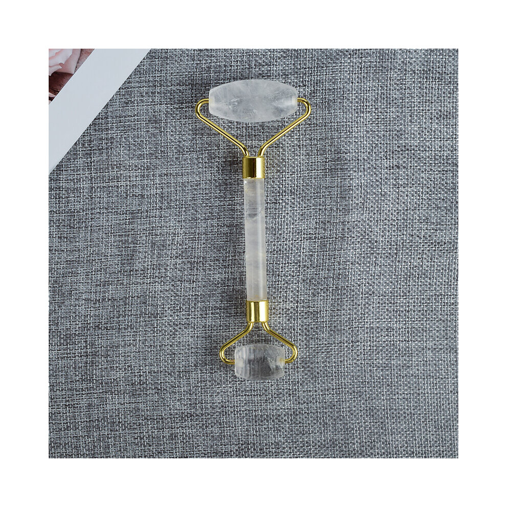 Dechoicelife Gold (A-) Jade Face Care Massage Roller Natural Stone Rock Quartz Crystal Mineral Healing Neck Massager Apparatus Skincare Gua Sha Detox