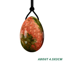 (a-Egg-L) Unakite Yoni Egg Massage Ben Wa Ball Yoni Wand for Women Pelvic Floor Muscle Kegel Exercise Natural Jade Stone Yoni Egg Set