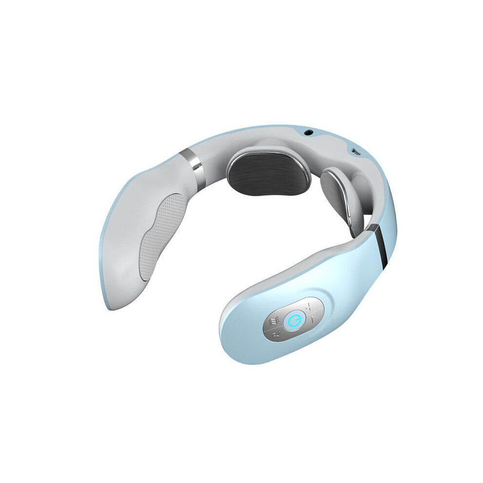 Dechoicelife Blue (A- Color) Cervical Multifunctional Neck Vibration Intelligent Hot Compress Rechargeable Pulse Neck Massager