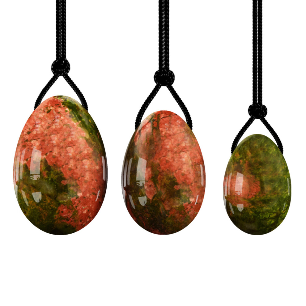 Dechoicelife (A-Eggs No Box) Unakite Yoni Egg Massage Ben Wa Ball Yoni Wand For Women Pelvic Floor Muscle Kegel Exercise Natural Jade Stone Yoni Egg Set