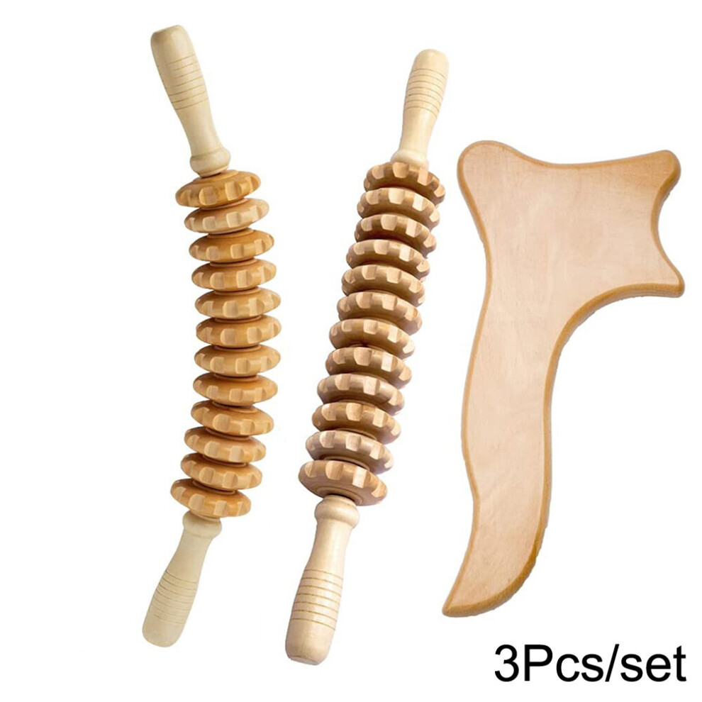 Dechoicelife (A-Auburn) Wood Therapy Massage Tools,Anti Cellulite Massage Rollers, Fascia Massage Roller Kit For Draining Lymphatic,Body Shaping