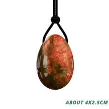 (a-Egg-M) Unakite Yoni Egg Massage Ben Wa Ball Yoni Wand for Women Pelvic Floor Muscle Kegel Exercise Natural Jade Stone Yoni Egg Set