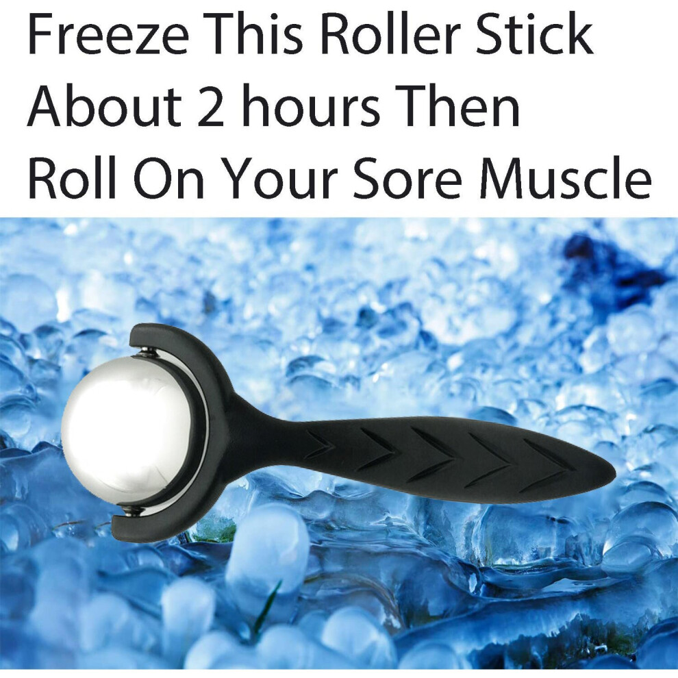 Dechoicelife (A-Blue) Roller Massage Ball - Ergonomic Handle Cold Warm Compression Temperature Keeper Stainless Steel Muscle Pain Relief Body Neck