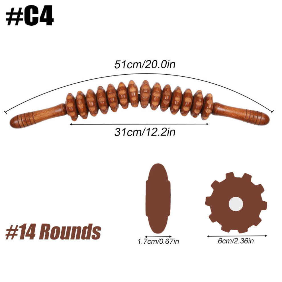 Dechoicelife (A-C4-1Pcs) Multi-Function Wooden Massage Roller Stick For Body Back Legs Muscle Trigger Point Reflexology Anti-Cellulite Lymphatic Drainage
