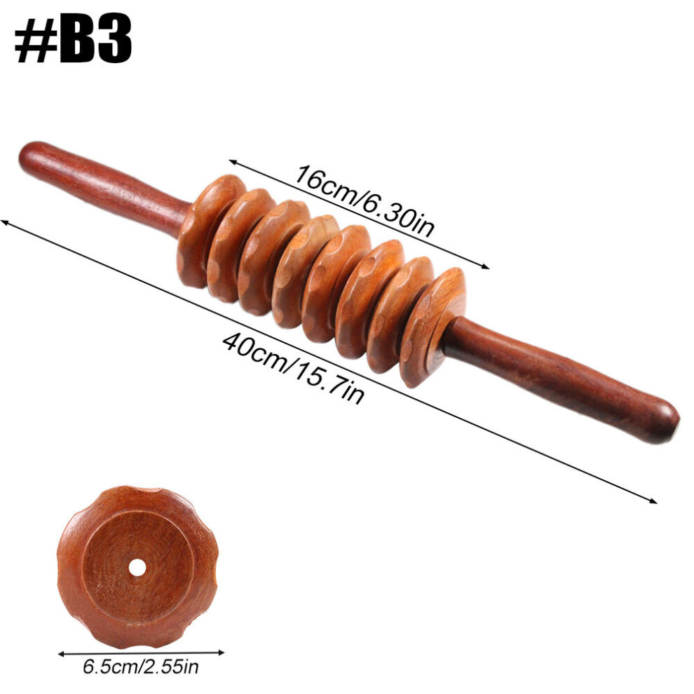 Dechoicelife (A-B3-1Pcs) Multi-Function Wooden Massage Roller Stick For Body Back Legs Muscle Trigger Point Reflexology Anti-Cellulite Lymphatic Drainage