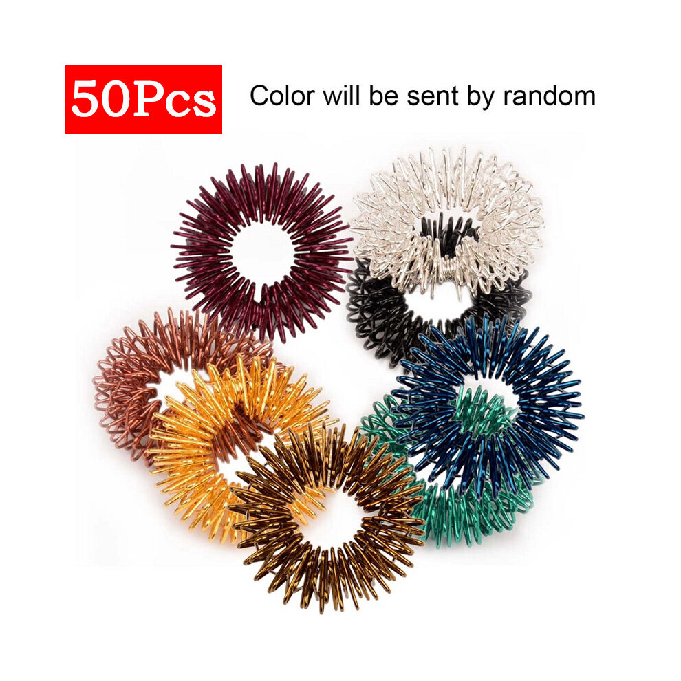 Dechoicelife 50Pcs/Lot Stainless Steel Finger Massage Ring Chinese Acupuncture Ring Therapy Relax Hand Blood Circulation Pain Fatigue Relief
