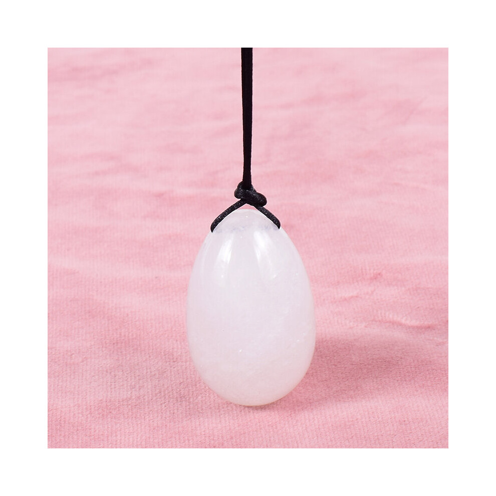 Dechoicelife (A-White Jade) Drill 40X25mm Yoni Egg Natural Stone Kegel Massage Ball Crystal Rose Quartz Jade Healing Pelvic Floor Muscle Vaginal Care Tool