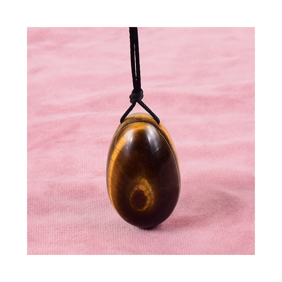 Dechoicelife (A-Tiger Eye) Drill 40X25mm Yoni Egg Natural Stone Kegel Massage Ball Crystal Rose Quartz Jade Healing Pelvic Floor Muscle Vaginal Care Tool