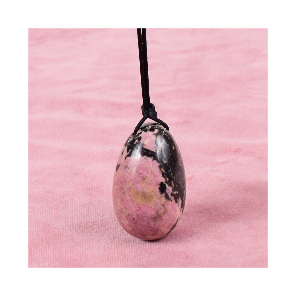 Dechoicelife (A-Rhodonite) Drill 40X25mm Yoni Egg Natural Stone Kegel Massage Ball Crystal Rose Quartz Jade Healing Pelvic Floor Muscle Vaginal Care Tool