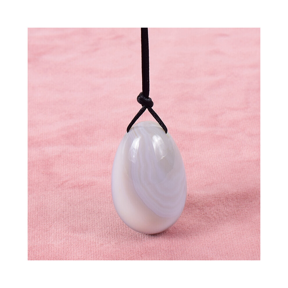 Dechoicelife (A-Agate) Drill 40X25mm Yoni Egg Natural Stone Kegel Massage Ball Crystal Rose Quartz Jade Healing Pelvic Floor Muscle Vaginal Care Tool
