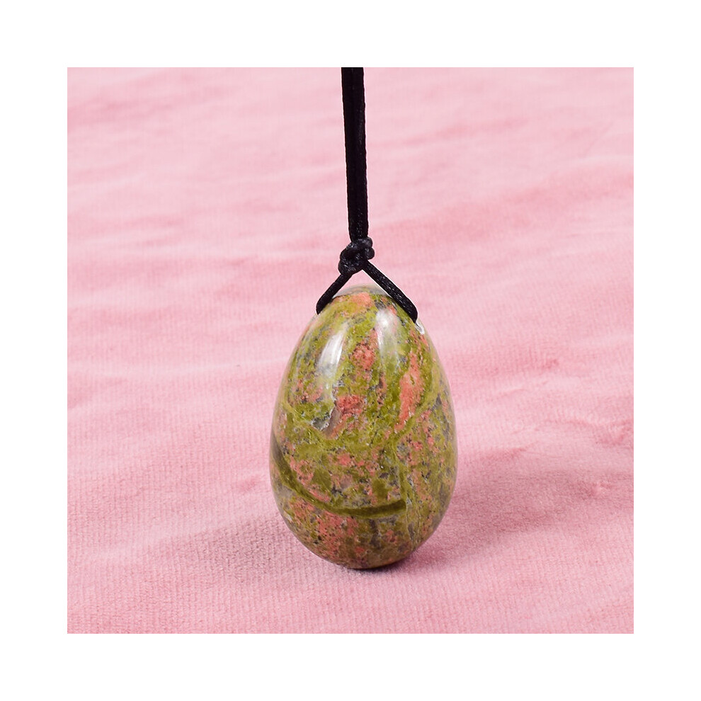 Dechoicelife (A-Unakite) Drill 40X25mm Yoni Egg Natural Stone Kegel Massage Ball Crystal Rose Quartz Jade Healing Pelvic Floor Muscle Vaginal Care Tool
