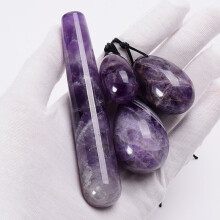 (a-amethyst) Massage Egg Yoni Stick Set Jade Rose Quartz Crystal Ball Health Pelvic Floor Muscle Vagina Massager Kegel Exercise Care Tool