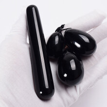 (a-obsidian) Massage Egg Yoni Stick Set Jade Rose Quartz Crystal Ball Health Pelvic Floor Muscle Vagina Massager Kegel Exercise Care Tool