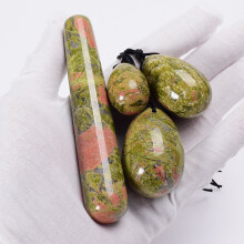 (a-Unakite) Massage Egg Yoni Stick Set Jade Rose Quartz Crystal Ball Health Pelvic Floor Muscle Vagina Massager Kegel Exercise Care Tool