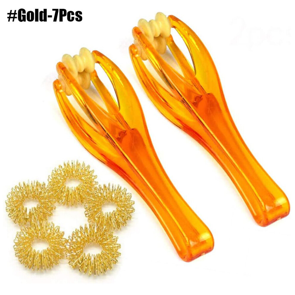 Dechoicelife Gold (A-7Pcs) 7Pcs/Set Finger Roller Massager & Acupressure Massage Rings For Finger Hand Massage Hand Blood Circulation Massage Roller Tools