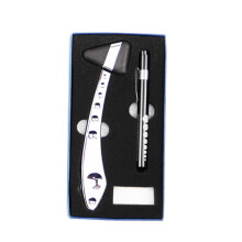 (a-Black) Medical Neurological Massager Percussor Diagnostic Reflex Percussion Hammer LED Penlight Otoscope Ear Eye First Aid Torch Set
