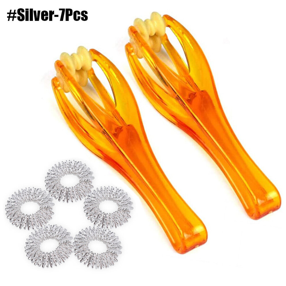 Dechoicelife Silver (A-7Pcs) 7Pcs/Set Finger Roller Massager & Acupressure Massage Rings For Finger Hand Massage Hand Blood Circulation Massage Roller Tools