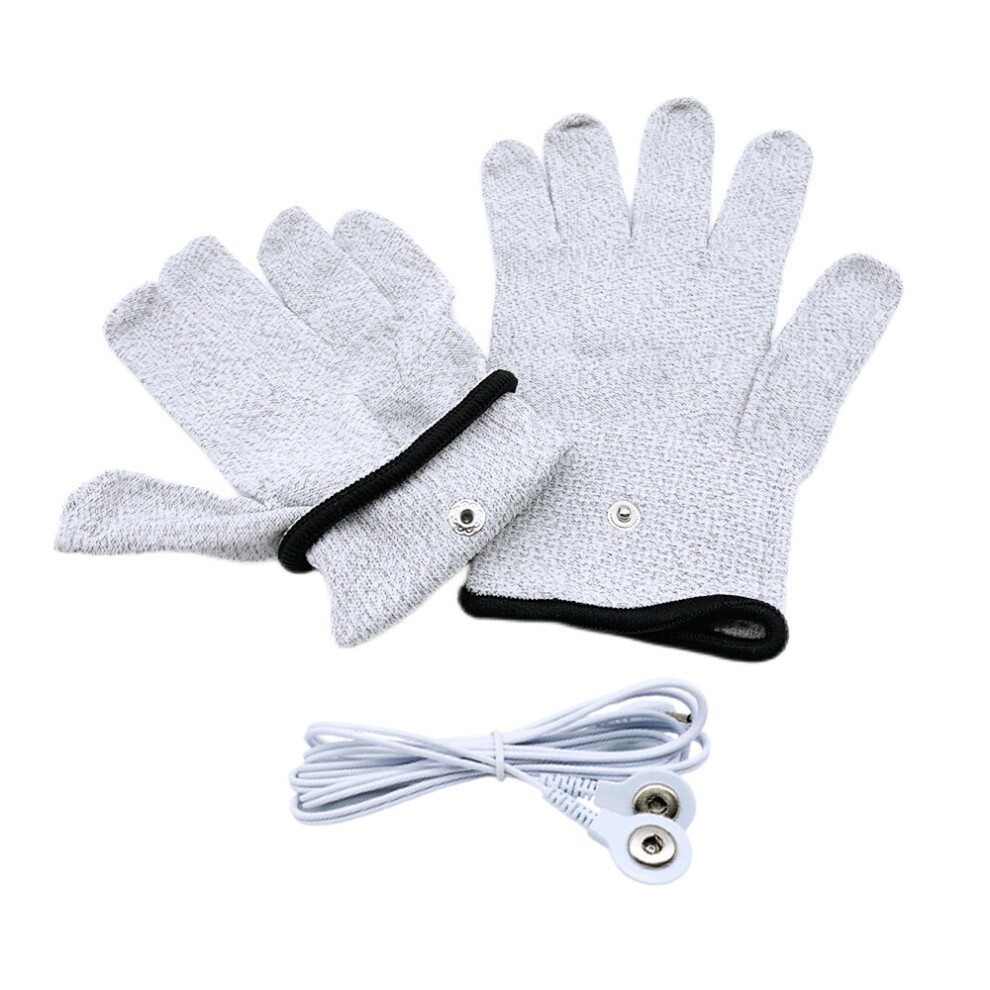 Dechoicelife Silver (A-Gloves With Cable) Tens Ems Electrode Massager Accessories Slippers Glove Sock Bracer Cable Conductive Fiber For Body Massage Electric Tools