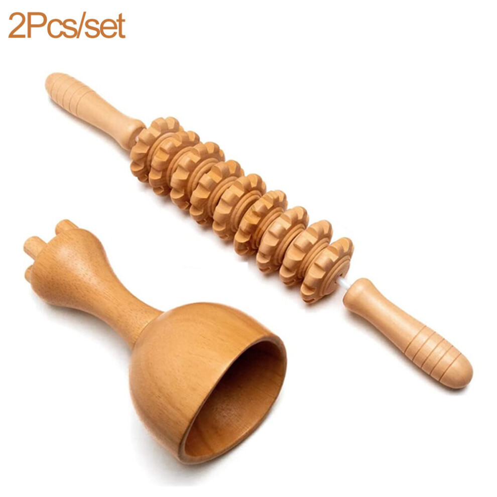 Dechoicelife (A-2Pcs) Wood Therapy Massage Tools,Lymphatic Drainage Massager For Body Shaping, Anti Cellulite Body Sculpting Tools