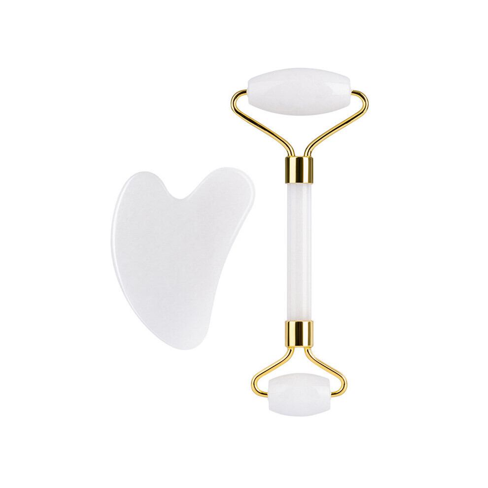 Dechoicelife White (A-Type G) Jade Face Massage Roller Gouache Scraper Guasha Massager For Face Natural Gouache Stone Body Facial Jade Roller Massager