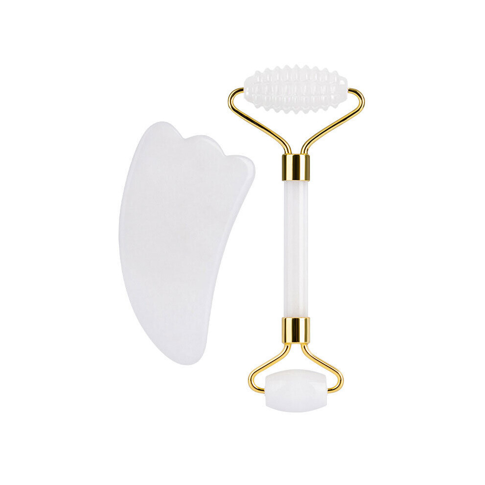 Dechoicelife White (A-Type K) Jade Face Massage Roller Gouache Scraper Guasha Massager For Face Natural Gouache Stone Body Facial Jade Roller Massager