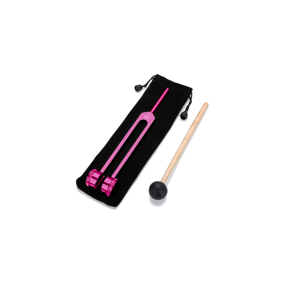 Dechoicelife Red (A-) Medical 128C Neurological Massage Sound Healing Therapy Tuning Fork With Mallet Flannel Bag Chakra Ball Hammer