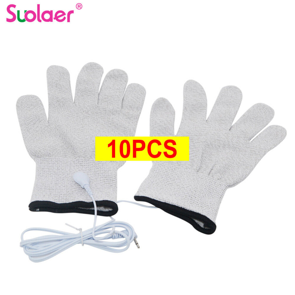 Dechoicelife Silver (A-5Pcs Xl Szie) Conductive Fiber Massage Gloves For Tens/Ems Therapy Hand Massager Anti-Static/Anti-Skid Electrode Gloves Wholesale
