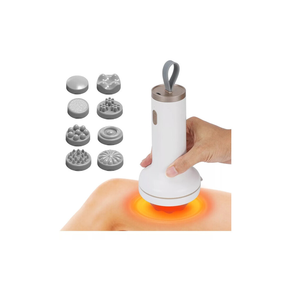 Dechoicelife (A-White) Electric Massager Infrared Fat Burning Body Handheld Cervical Spine Waist Leg Massage Stick Wireless Charging Slim Weight Loss