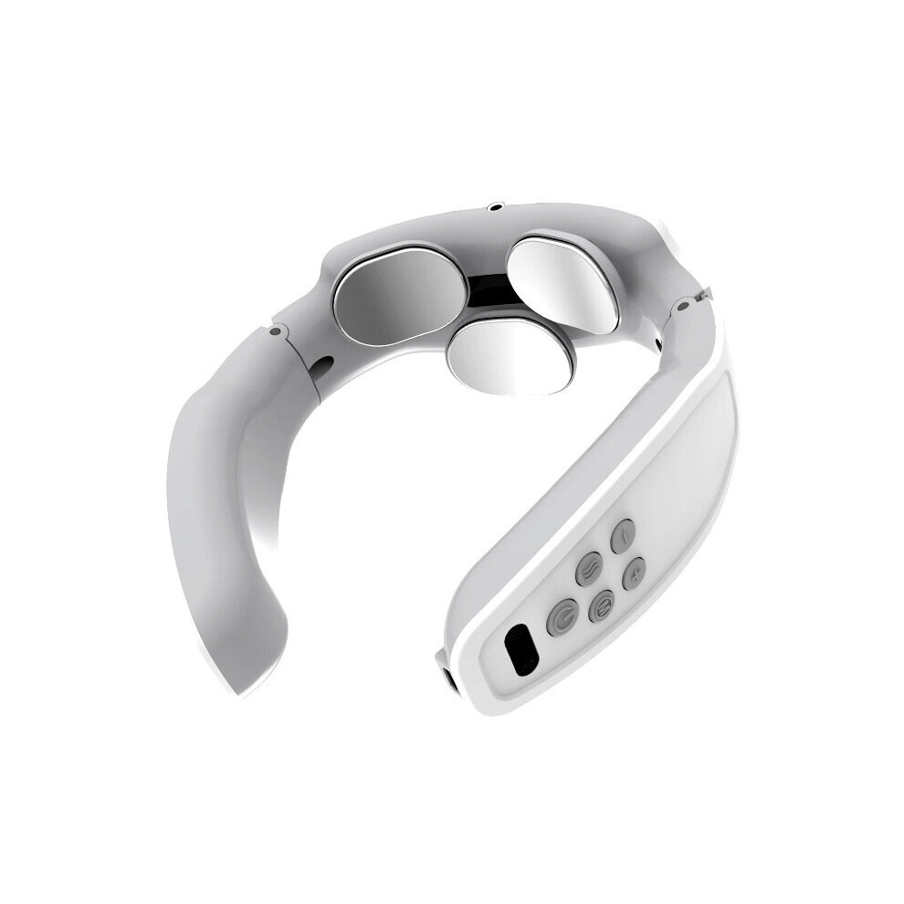 Dechoicelife White (A-) Cervical Spine Massager Neck Physiotherapy Instrument Portable Intelligent Pulse Neck Massager Neck Protector Charging Heating