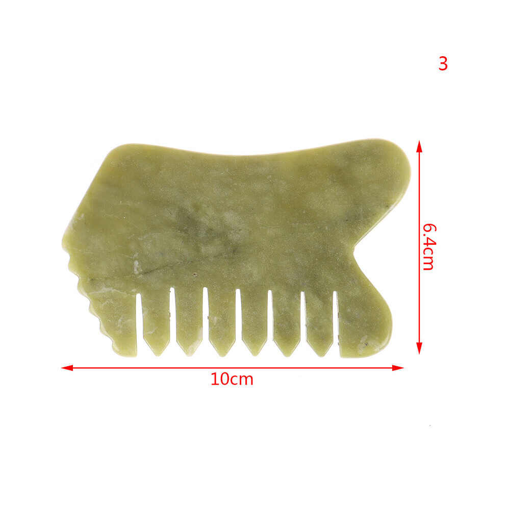 Dechoicelife (A-Auburn) Natural Jade Stone Comb Guasha Gua Sha Board Comb Shape Massage Hand Massager Relaxation Comb Health Care