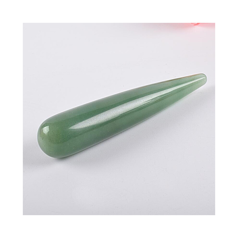 Dechoicelife Jade Massage Wand Natural Aventurine Crystal Mineral Acupoint Pen Gua Sha Tool Stone Yoni Wand Eye Beauty Tool Pointed Stick