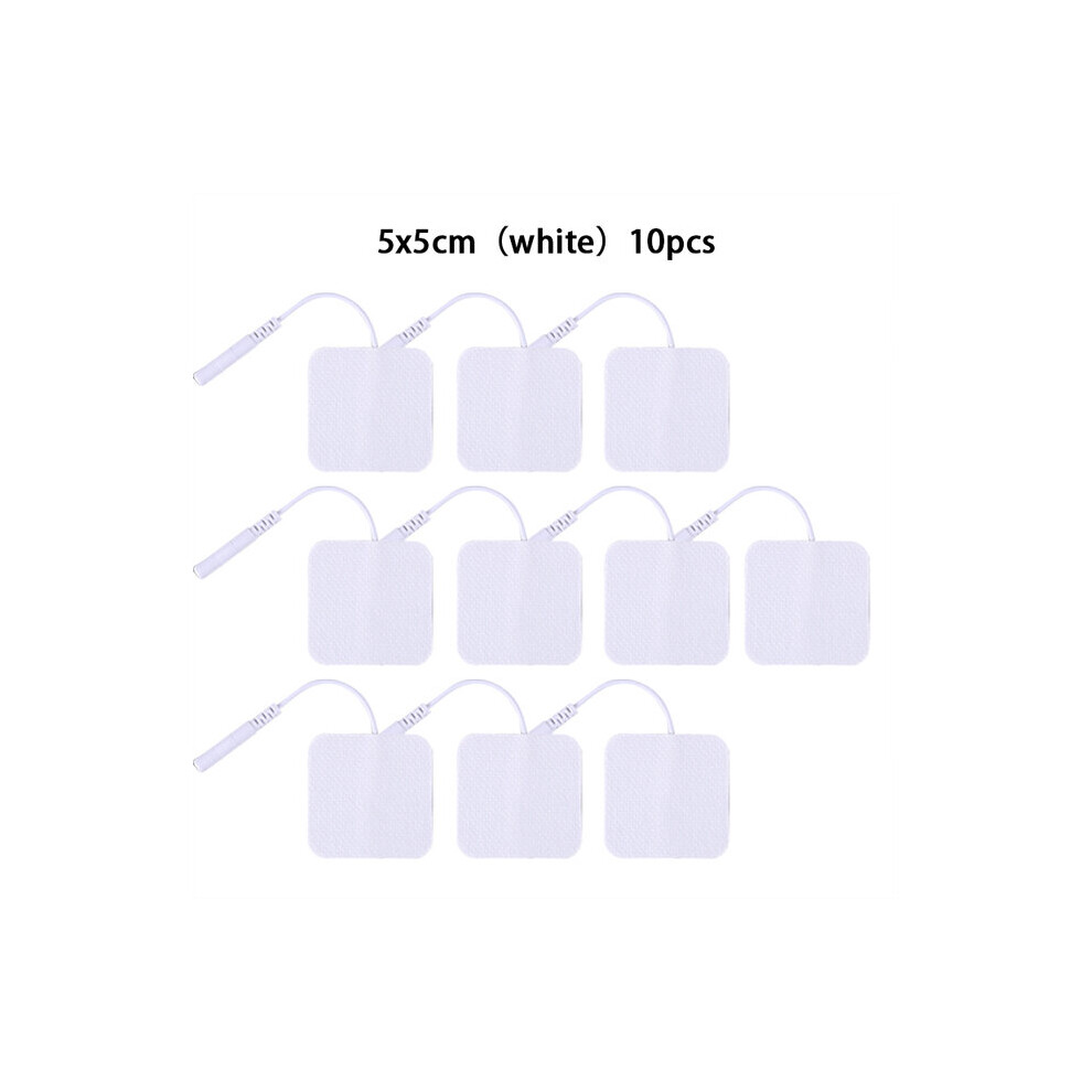(a-10pcs5x5cm white) 2mm Plug Self Adhesive Electrode Pads For Patch Tens Slimming Massage Health Care Muscle Stimulator Electric Machine Digital-image-OPC-PC9N6RK-NEW