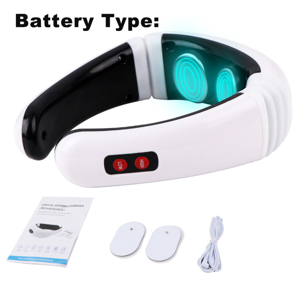 Dechoicelife (A-Battery Type) 6 Mode Rechargeable /Battery Electric Neck Massager& Pulse Back Power Control Infrared Pain Relief Neck Physiotherapy Instrument