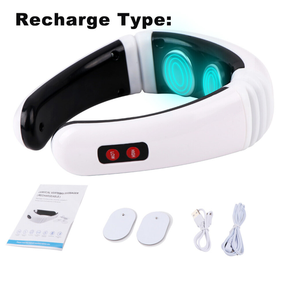 Dechoicelife (A-Recharge Type) 6 Mode Rechargeable /Battery Electric Neck Massager& Pulse Back Power Control Infrared Pain Relief Neck Physiotherapy Instrument