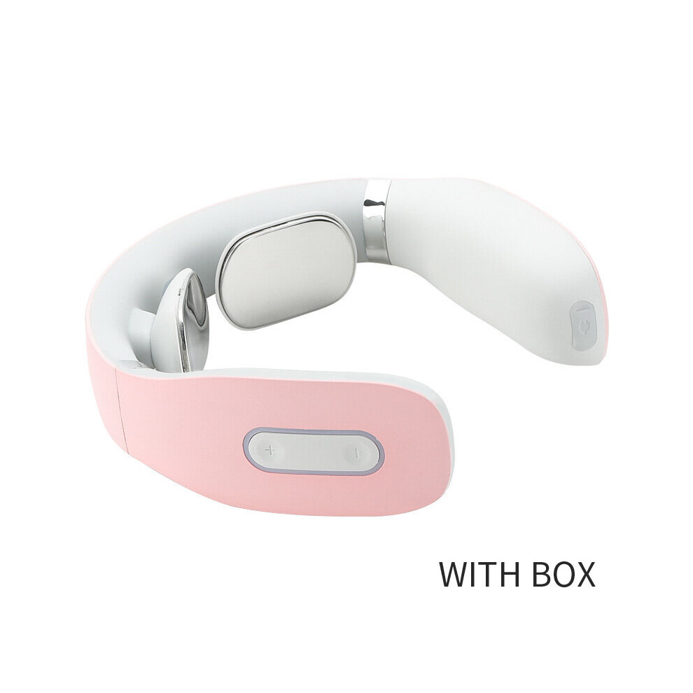 Dechoicelife Pink (A-With Box ) Electric Back And Neck Pulse Massager With Voice Therapy Massage Voice Broadcast Echargeable Heating Function Neck Massager