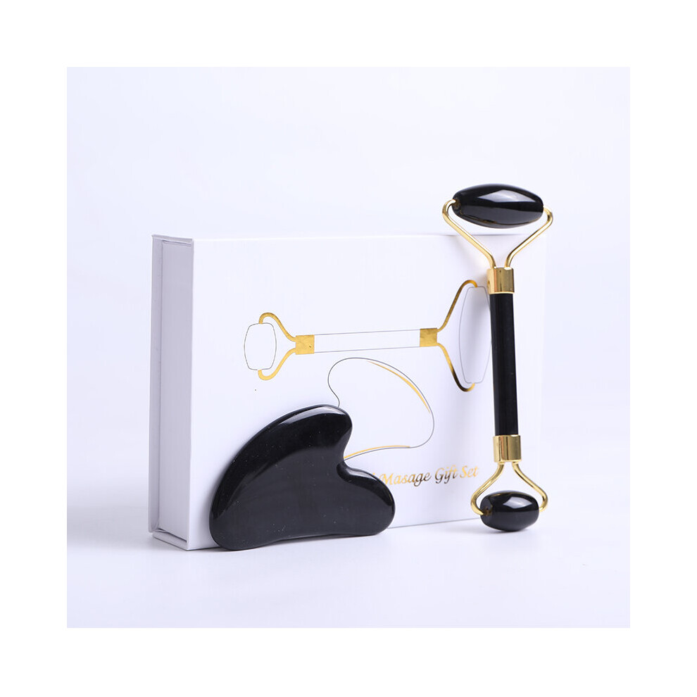 Dechoicelife (A-Type C) Natural Obsidian Face Massage Roller Gouache Scraper Guasha Massage Tool Gouache Stone Facial Jade Roller Massager Face Scraper