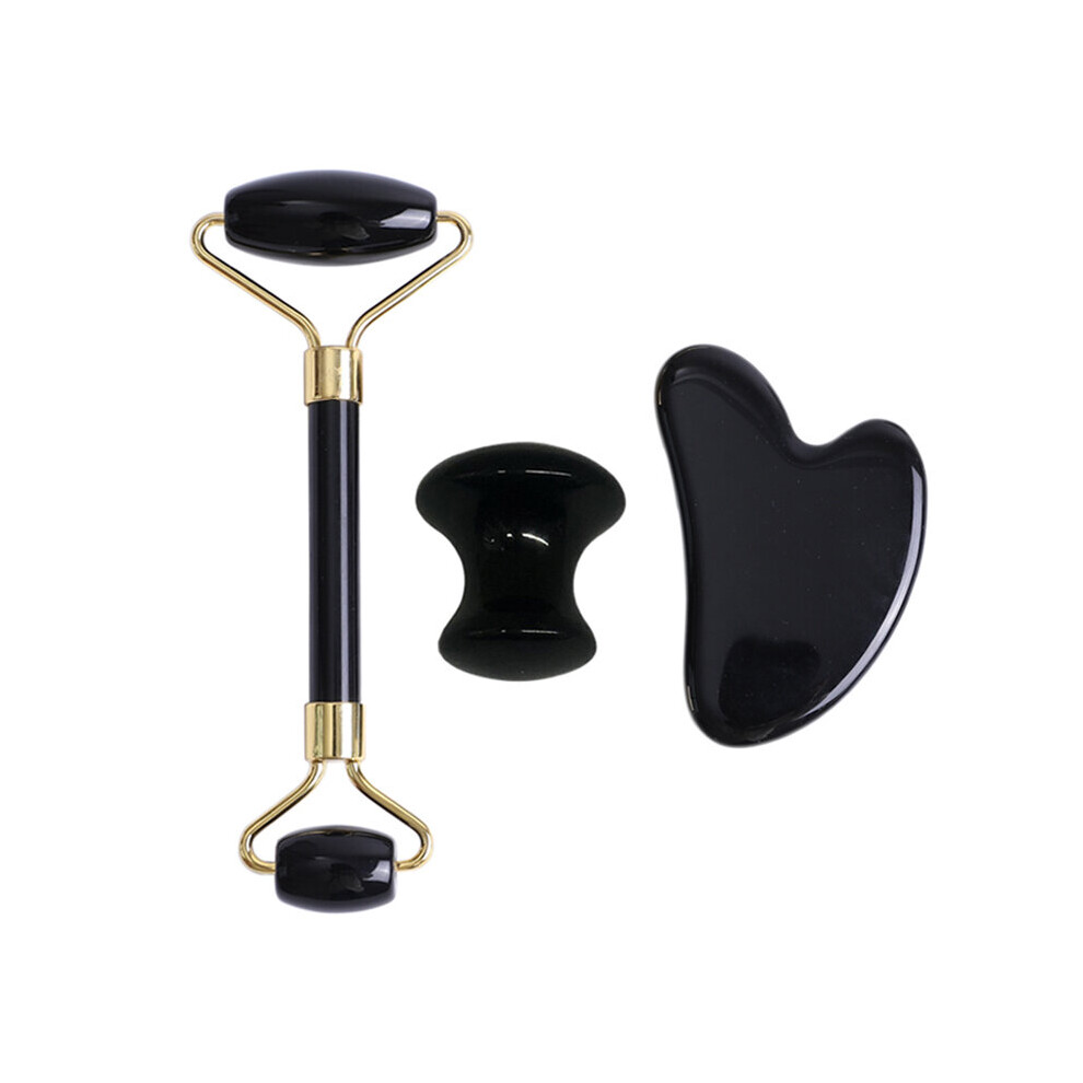 Dechoicelife (A-Type A) Natural Obsidian Face Massage Roller Gouache Scraper Guasha Massage Tool Gouache Stone Facial Jade Roller Massager Face Scraper